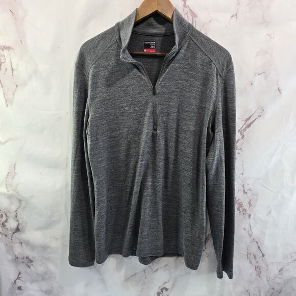 Icebreaker Shirt Mens Medium Merino Wool Gray Zip Baselayer Top Long Sleeve 260 - Picture 1 of 10